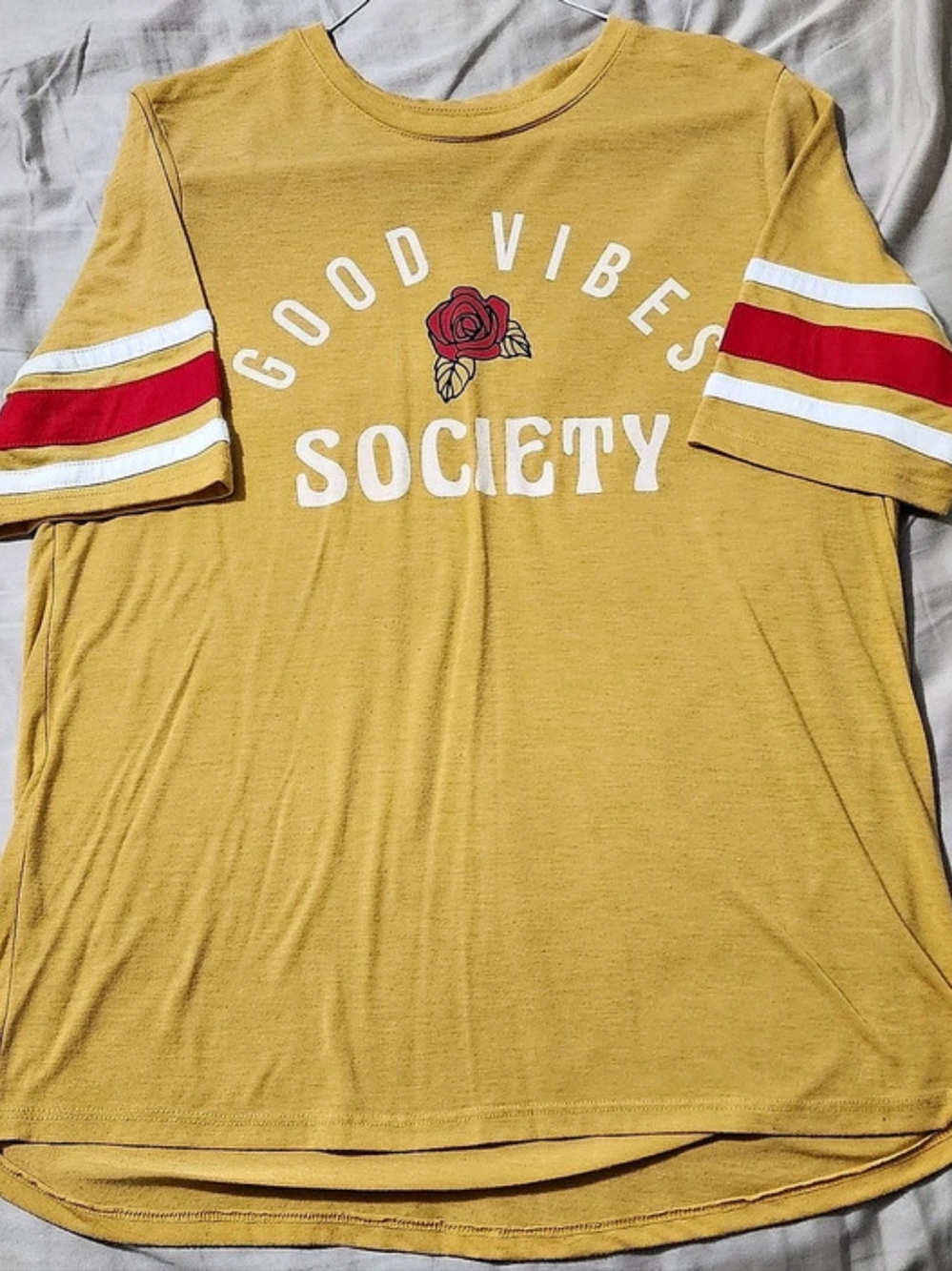 Mighty Fine Graphic Short Sleeve Tee in Yellow Size Large